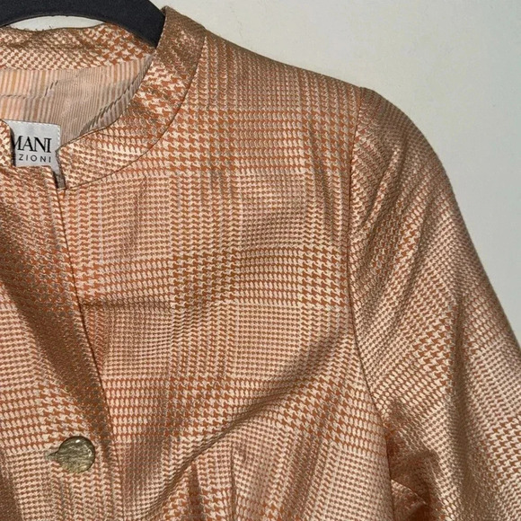 Armani Collezioni Orange Gold Plaid Jacket Size 12 Quiet Luxury Designer - Picture 3 of 5